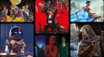 Collage of arts for the games Vampire Survivors, Astro Bot, Dead Rising Deluxe Remaster, Alan Wake 2: Night Springs, Assassin's Creed Mirage and Prince Of Persia The Lost Crown